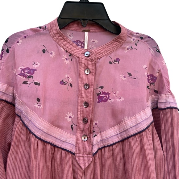 Free People Hearts and Colors Tunic Medium Oversized Cottagecore Lagenlook Fairy - Picture 7 of 16